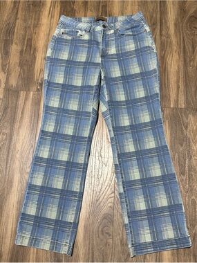 Judy Blue High-Rise Straight-Leg Plaid Vintage Wash Jeans 16W 88697